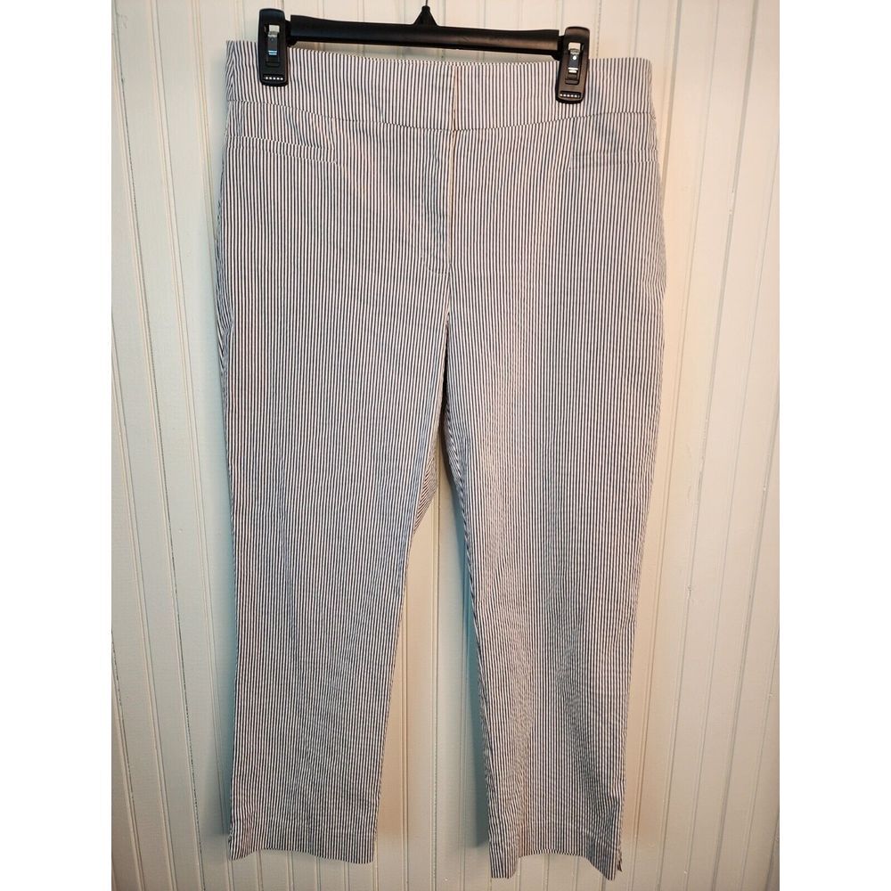 Ann Taylor Women's Cropped Seersucker Stripe Pants - Blue & White